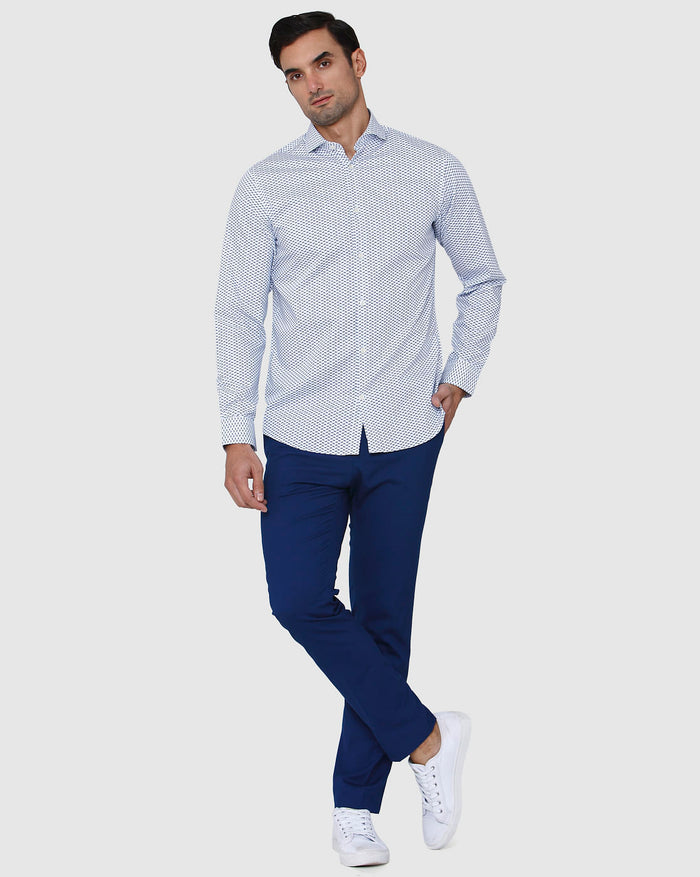 White Printed Full Sleeves Shirt