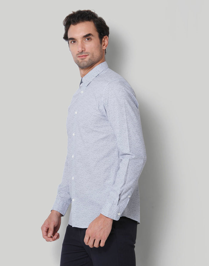 White Printed Full Sleeves Shirt