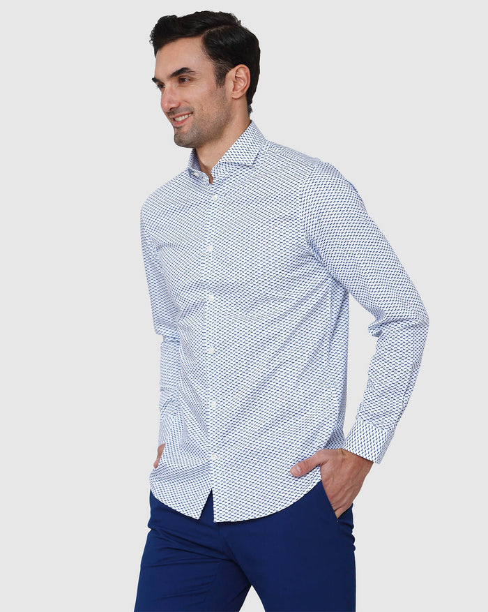 White Printed Full Sleeves Shirt
