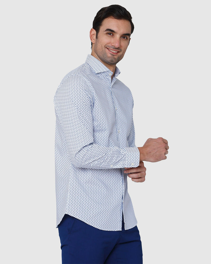 White Printed Full Sleeves Shirt