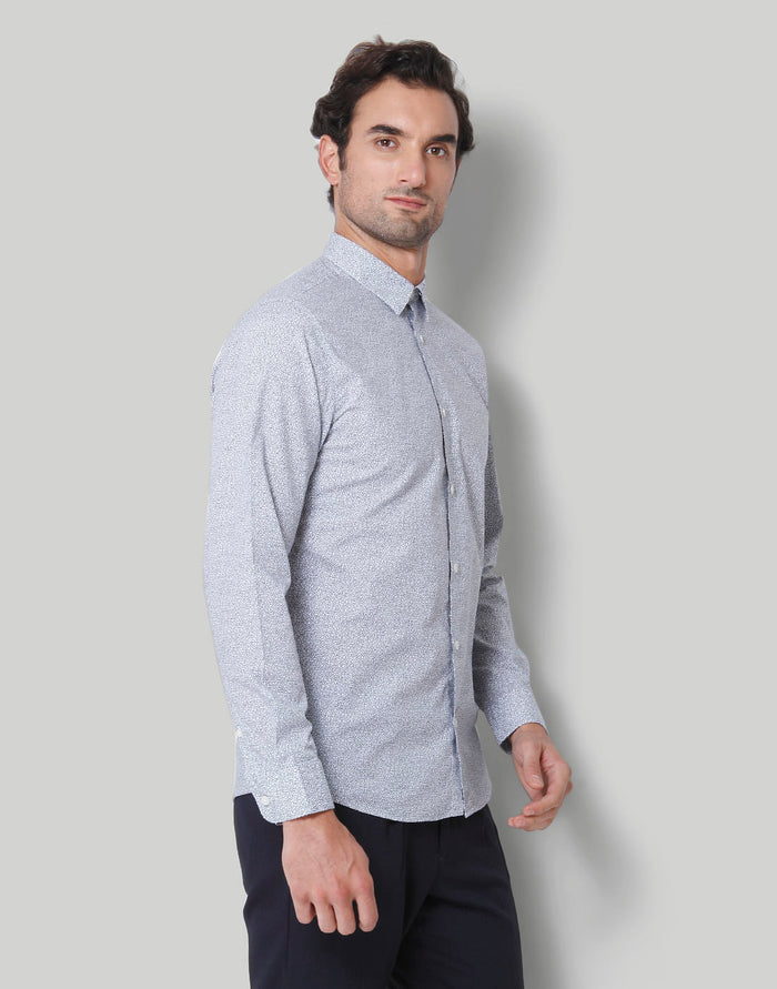 White Printed Full Sleeves Shirt