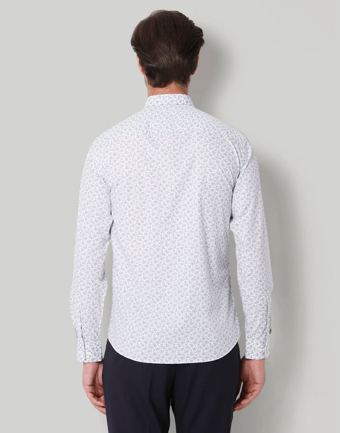 White Printed Full Sleeves Shirt