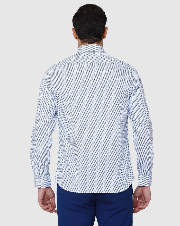 White Printed Full Sleeves Shirt