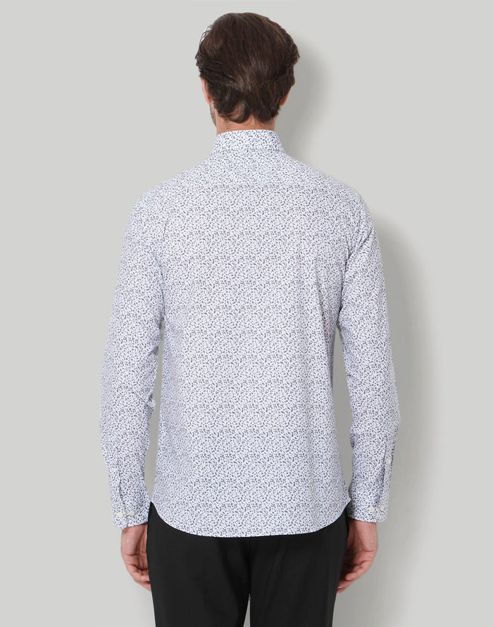 White Printed Full Sleeves Shirt