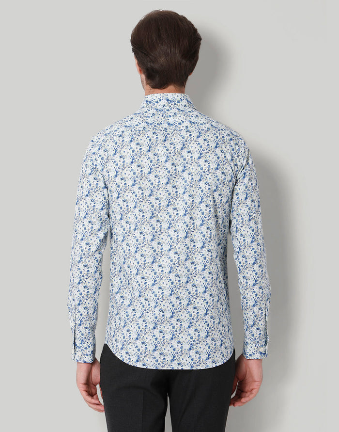 White Printed Full Sleeves Shirt