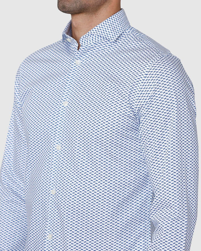 White Printed Full Sleeves Shirt