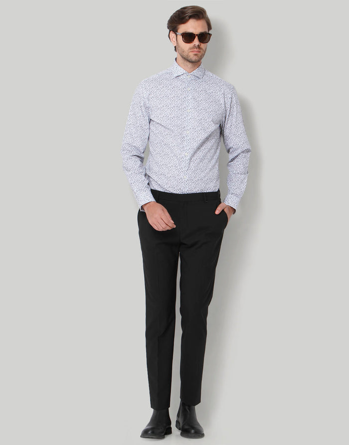 White Printed Full Sleeves Shirt
