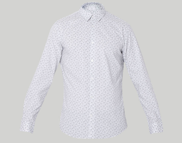 White Printed Full Sleeves Shirt