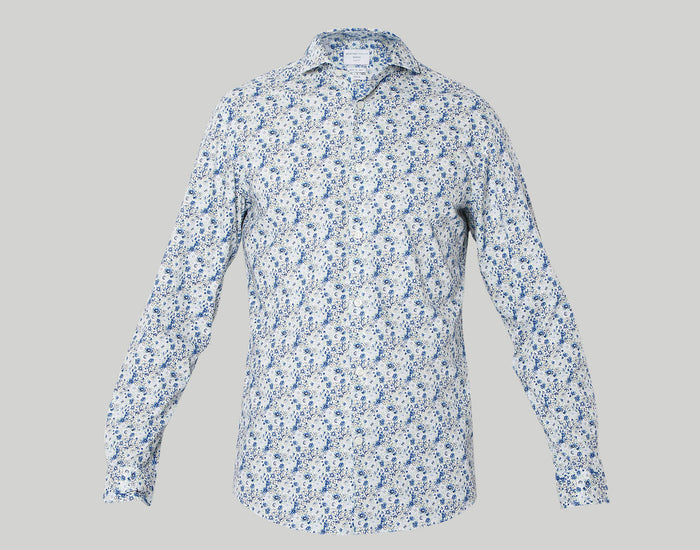 White Printed Full Sleeves Shirt
