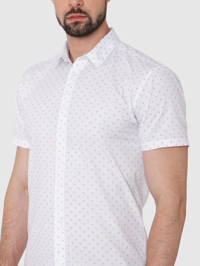 White Printed Short Sleeves Shirt