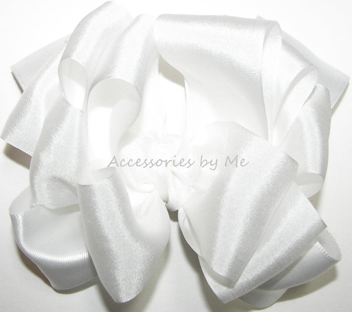 White Silk Satin Hair Bow