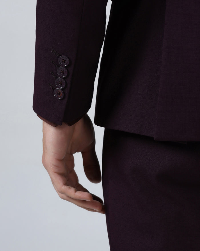 Wine Three Piece Solid Suit - Kerb