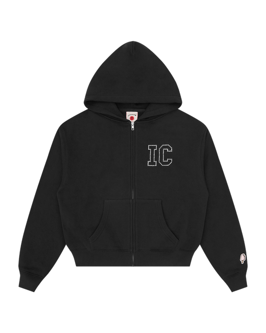 Womens Crystal Zip Through Hood