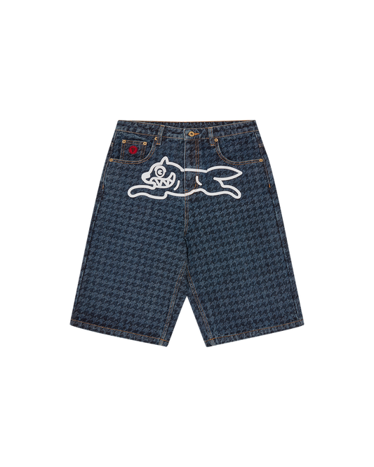 WOMENS HOUNDSTOOTH RUNNING DOG JORTS