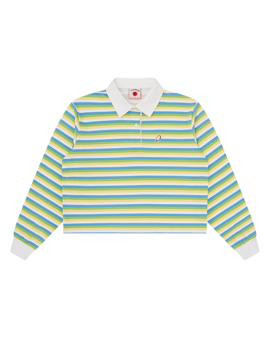 Womens Popsicle Striped Cropped Rugby Shirt