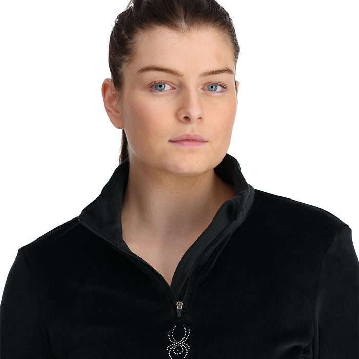 Black fleece long sleeve with a quarter zip and Spyder logo.