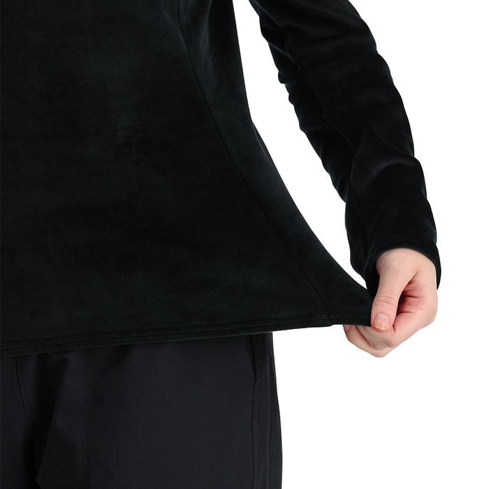 Black fleece long sleeve with a quarter zip and Spyder logo.