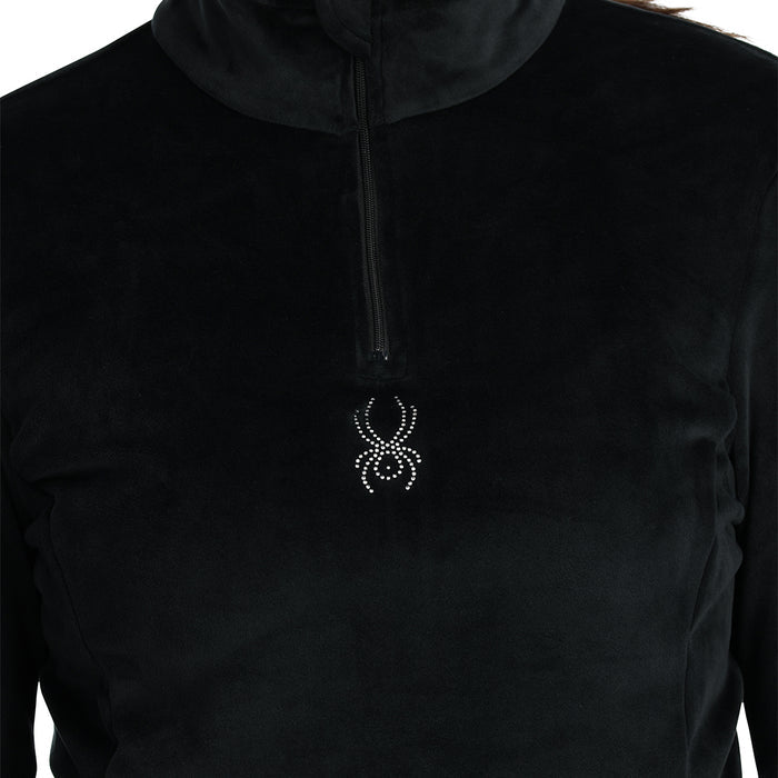 Black fleece long sleeve with a quarter zip and Spyder logo.