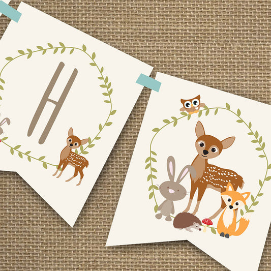 Woodland Baby Shower Banner for a Boy