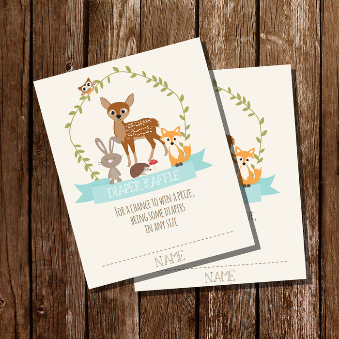 Woodland Baby Shower Diaper Raffle Insert Card