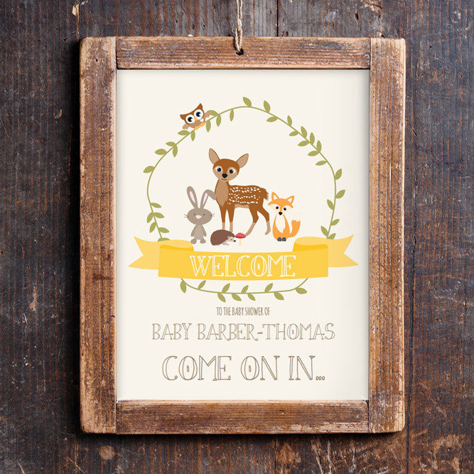 Woodland Baby Shower Door Sign