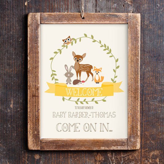 Woodland Baby Shower Door Sign
