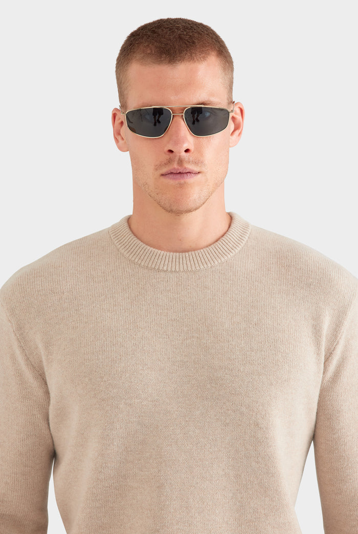 Wool Cashmere Sweater - Sand Marl