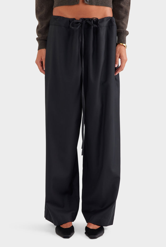 Wool Paperbag Pant - Black