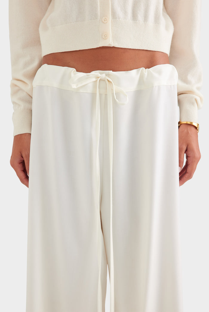Wool Paperbag Pant - Cream