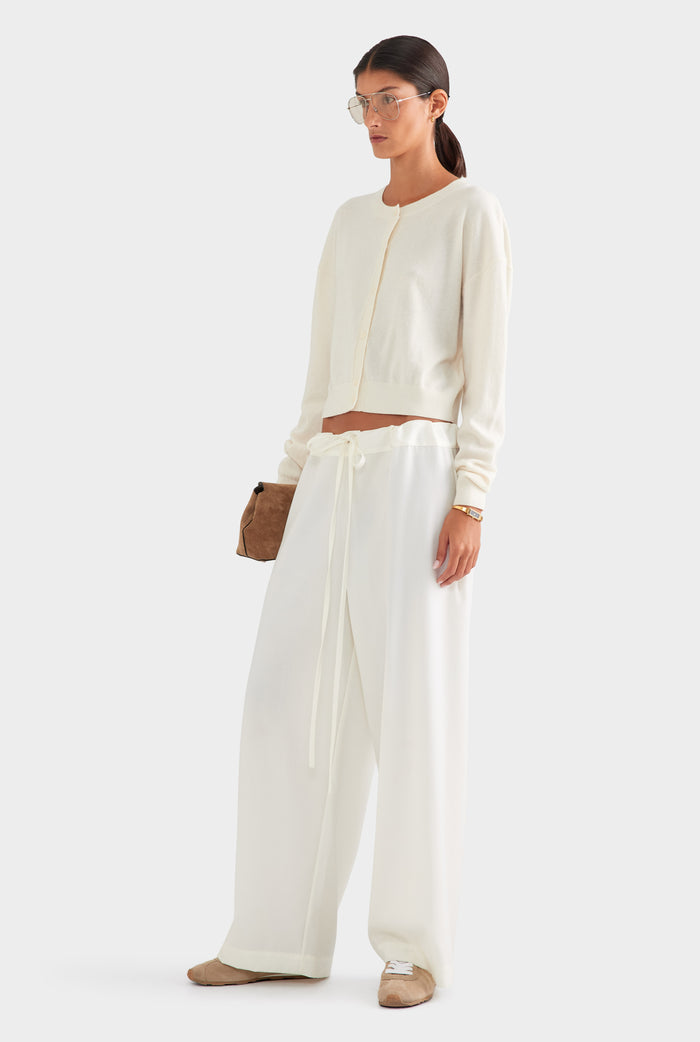 Wool Paperbag Pant - Cream