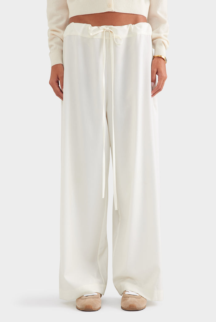 Wool Paperbag Pant - Cream
