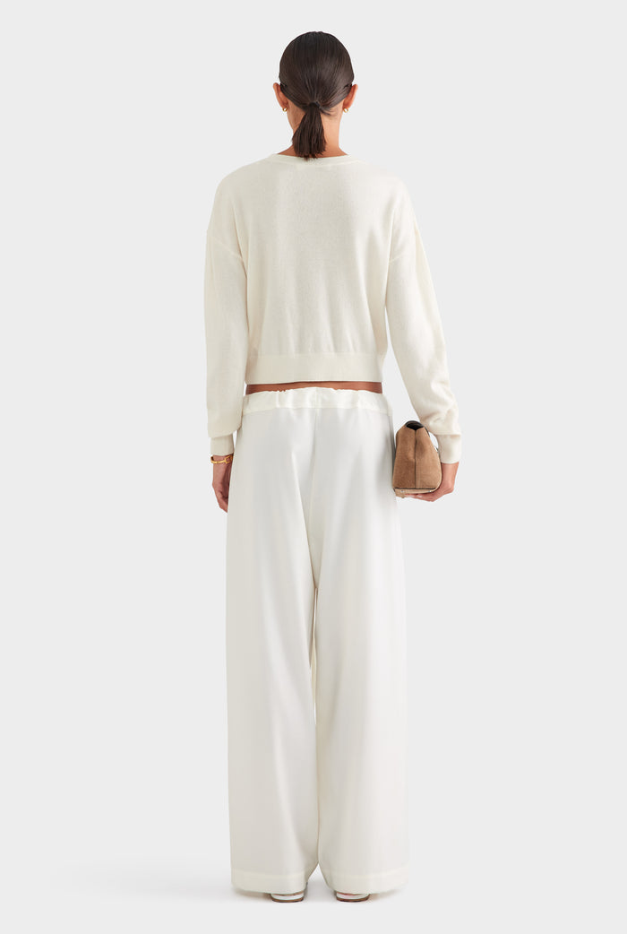 Wool Paperbag Pant - Cream