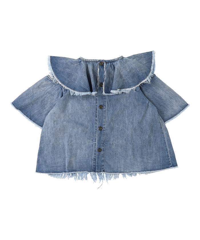 Work Denim Ruffled Blouse(LADIES)