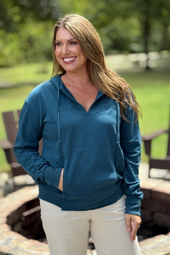 XCVI by Wearbles Rosalyn Terry Hoodie in Teal