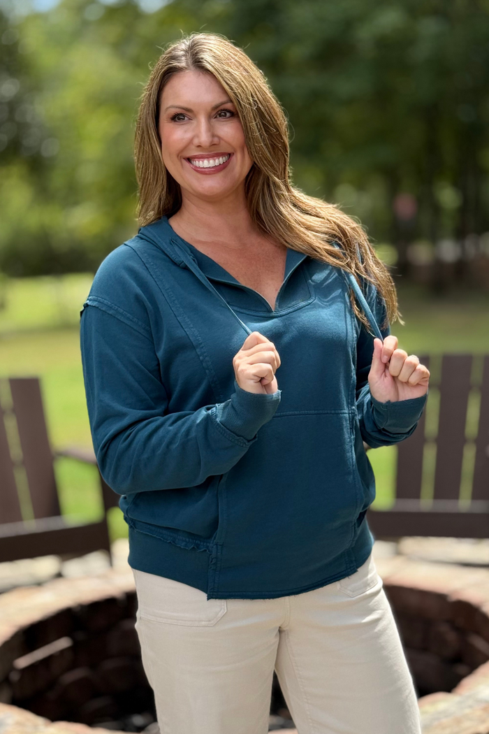 XCVI by Wearbles Rosalyn Terry Hoodie in Teal