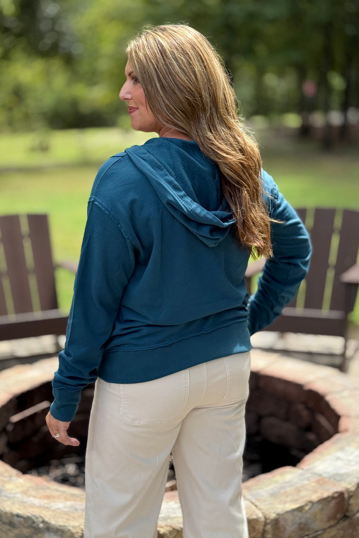 XCVI by Wearbles Rosalyn Terry Hoodie in Teal