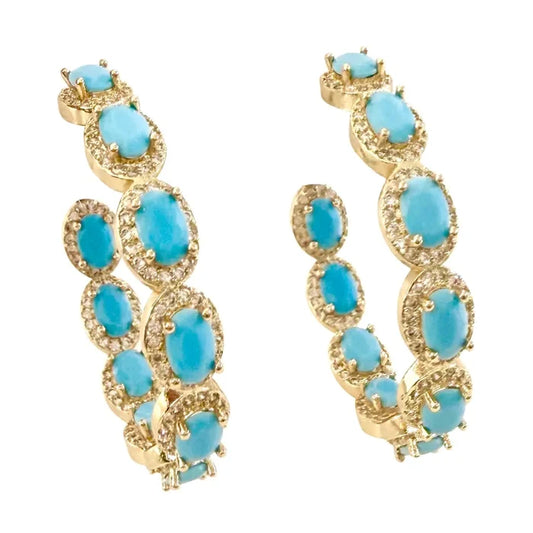 Yellowstone Turquoise Hoops - Gold