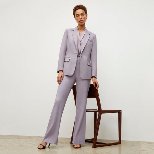 Front image of a woman wearing the Yiyan Blazer - Wool Twill in Light Lilac | Lead