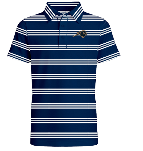 Youth Polo, Garb, navy white stripe, horse