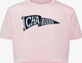 Youth T-shirt Cropped, Garb, pink, Chargers pennant